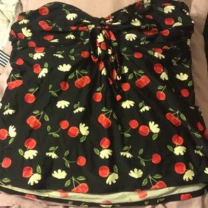 TORRID Cute cherry pattern strapless swim top.